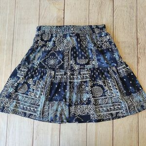 No Boundaries paisley tie dye tiered ruffle skater skirt sz S